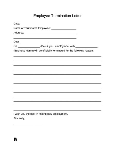Termination Letter Template For Employee