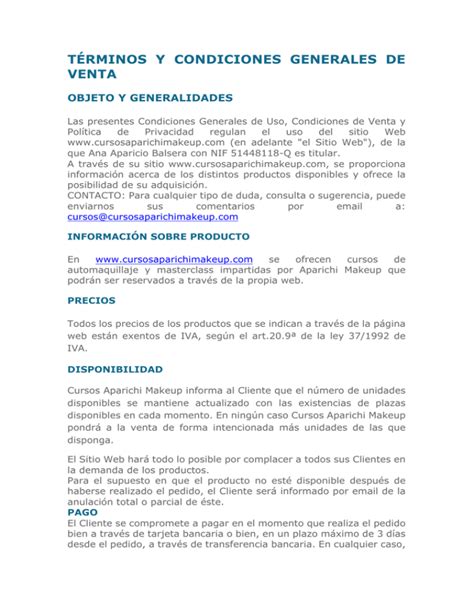Terminos Y Condiciones De Venta Por Catalogo