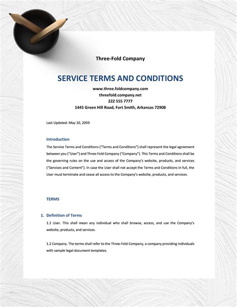 Terms And Conditions Template For Services