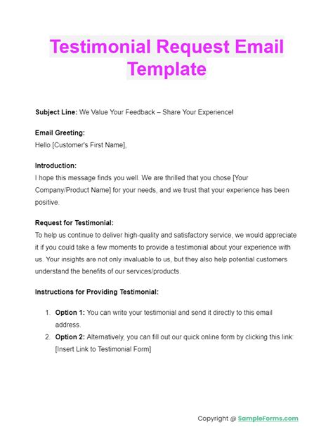 Testimonial Request Email Template