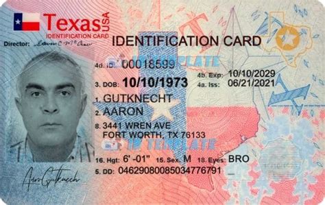 Texas Identification Card Template
