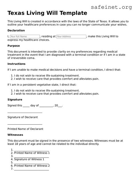 Texas Living Will Templates