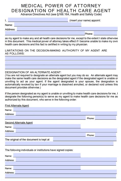 Texas Power Of Attorney Template