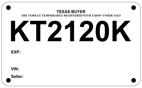 Texas Temp Tag Template