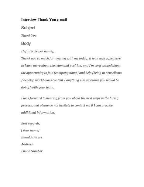 Thank You Email Template After An Interview