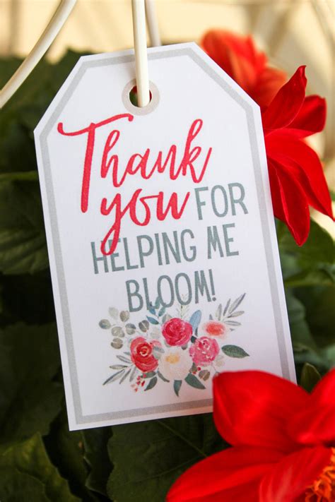 Thank You For Helping Me Bloom Free Printable