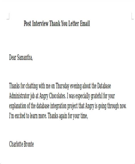 Thank You Note Template Interview