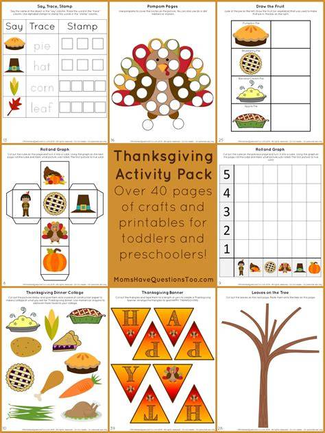 Thanksgiving Activities For Kindergarten Printables