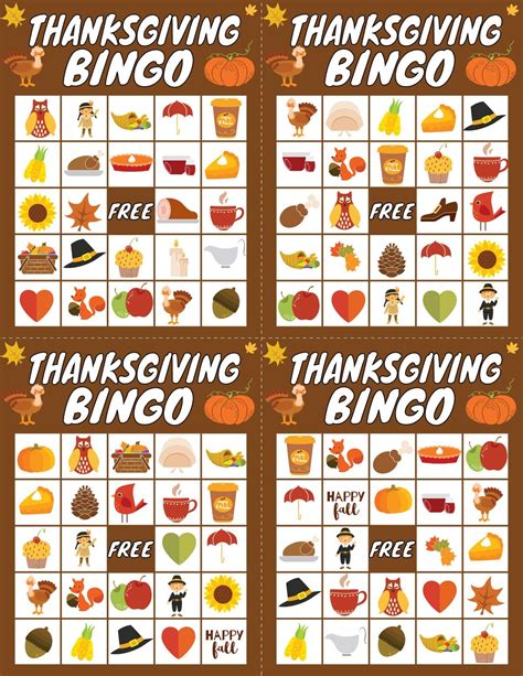 Thanksgiving Bingo Printable Cards
