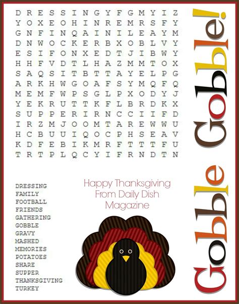 Thanksgiving Day Printable Games