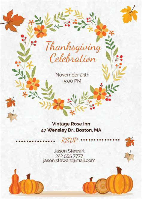 Thanksgiving Invitation Blank Template