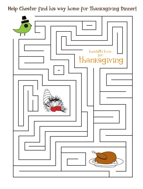 Thanksgiving Maze Free Printable