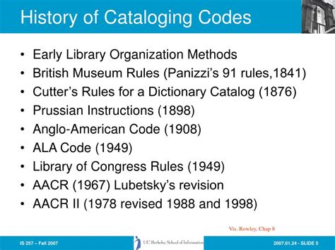 The Development Of The Catalog And Cataloging Codes