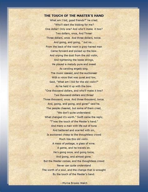 The Touch Of The Masters Hand Printable Poem