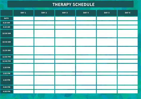 Therapy Schedule Template