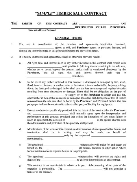Timber Sale Contract Template