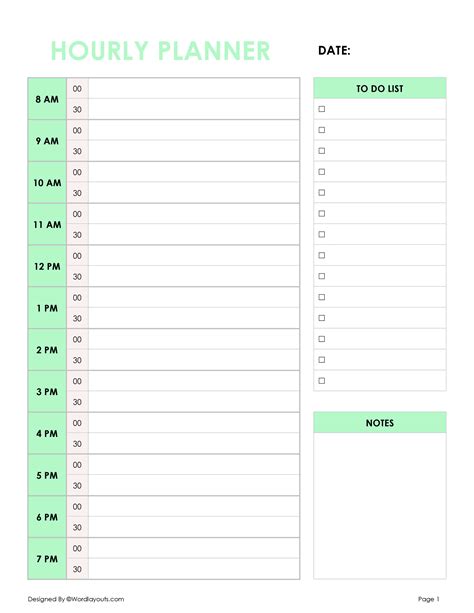 Time Management Hourly Daily Planner Template