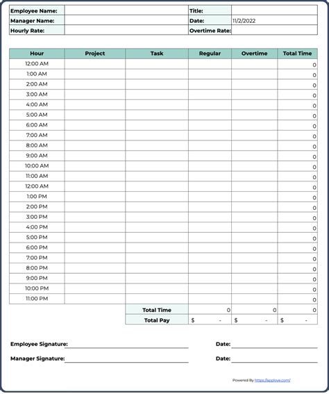 Time Sheet Excel Template