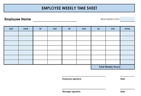 Time Sheets Printable