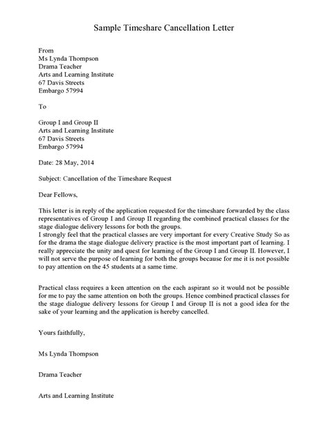 Timeshare Rescission Letter Template
