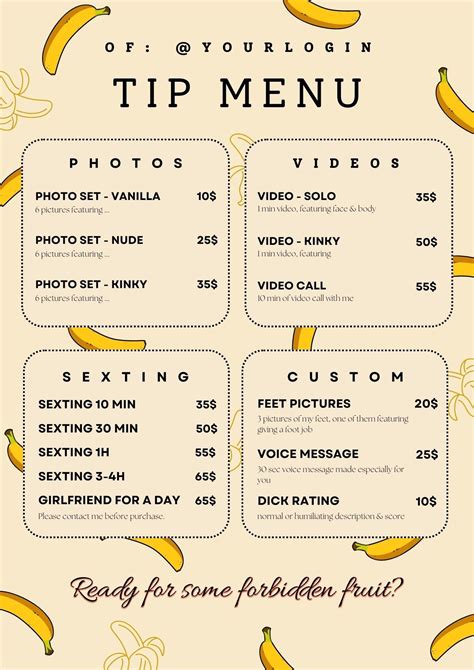 Tip Menu Template