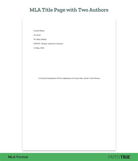 Title Page Mla Template