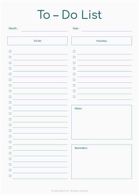 To Do List Format Printable