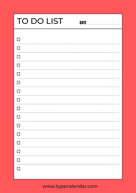 To Do List Template Free Download