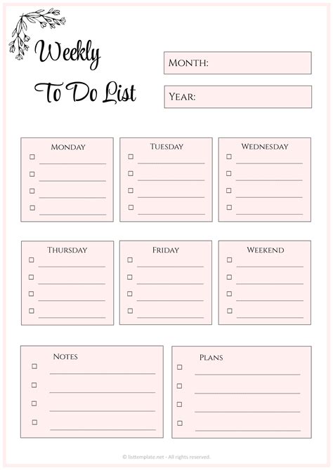 To Do List Template Word Free Download