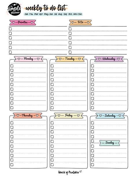 To Do List Weekly Template
