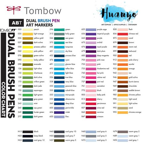 Tombow Brush Pen Colour Chart
