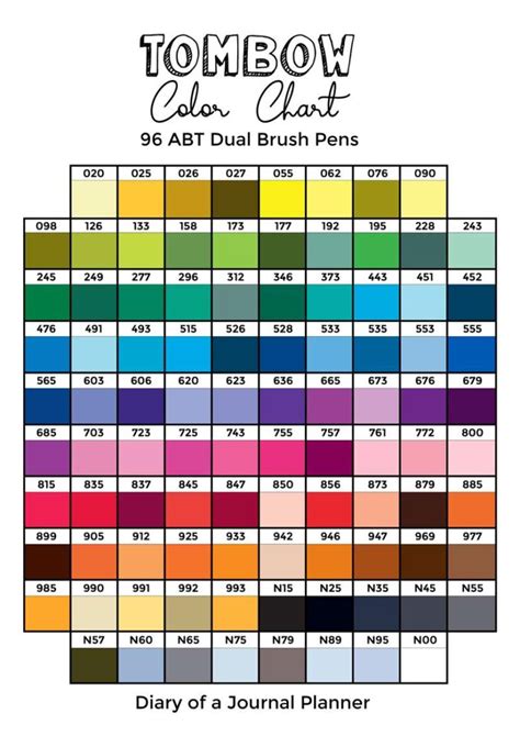 Tombow Marker Color Chart