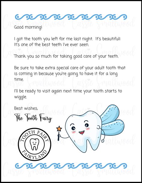 Tooth Fairy Note Printable Free
