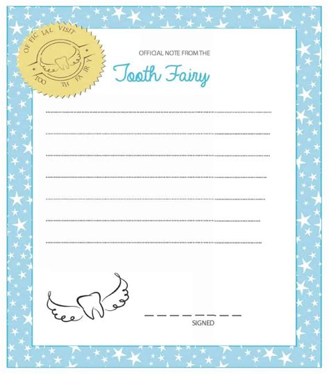 Tooth Fairy Note Template