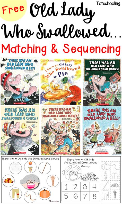 Totschooling Old Lady Who Swallowed Matching And Sequencing Printables