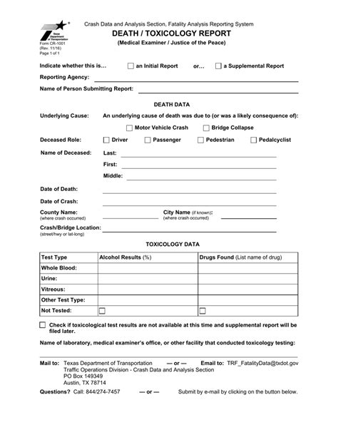 Toxicology Report Template