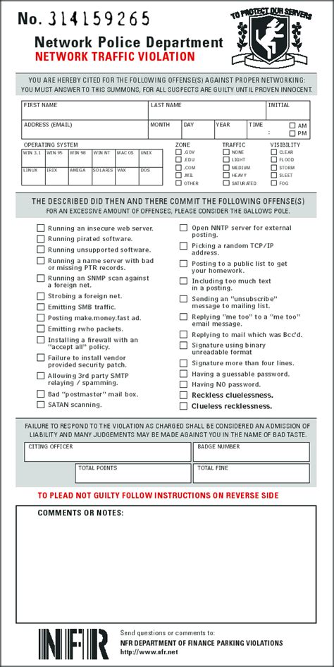 Traffic Ticket Template