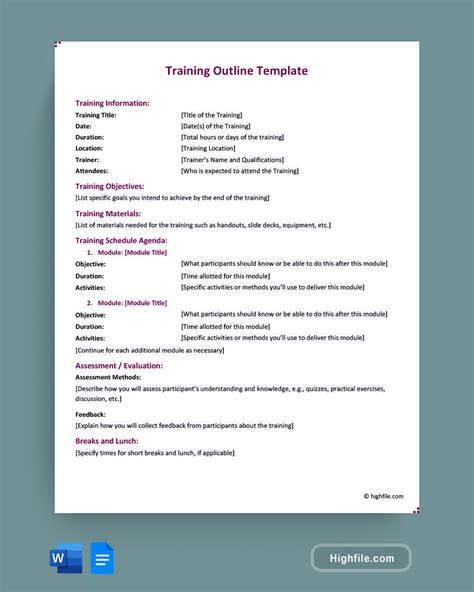 Training Outline Template