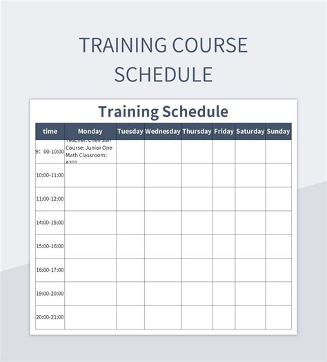 Training Schedule Template Excel Free Download