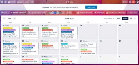 Trello Social Media Calendar Template