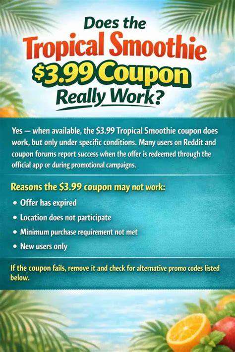 Tropical Smoothie 3 99 Coupon Printable