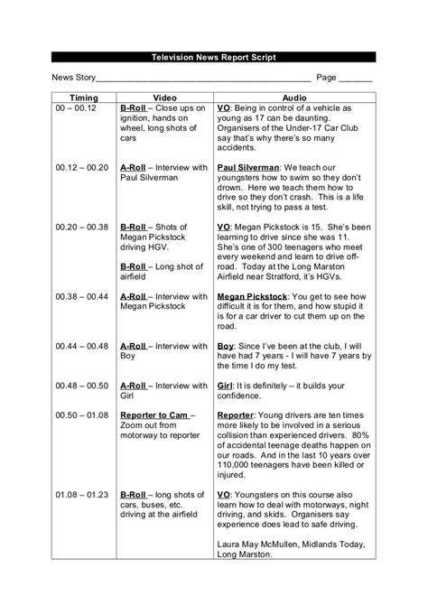 Tv News Script Template