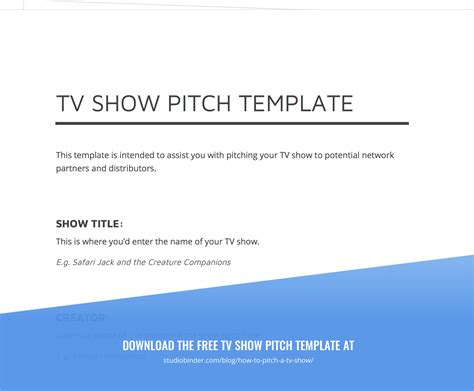 Tv Series Pitch Template