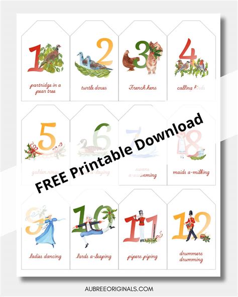Twelve Days Of Christmas Printable Gift Tags