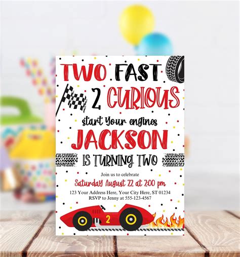 Two Fast Birthday Invitation Template Free