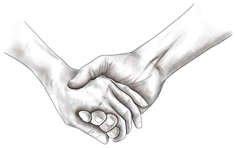 Two People Holding Hands Drawing