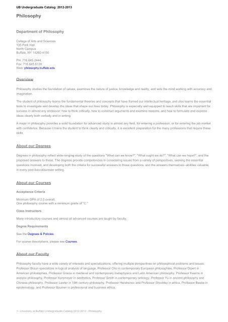 Ub Undergraduate Catalog