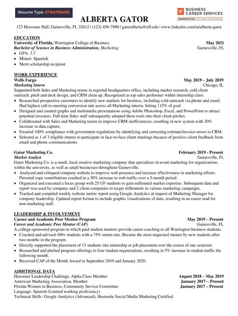 Uf Resume Template