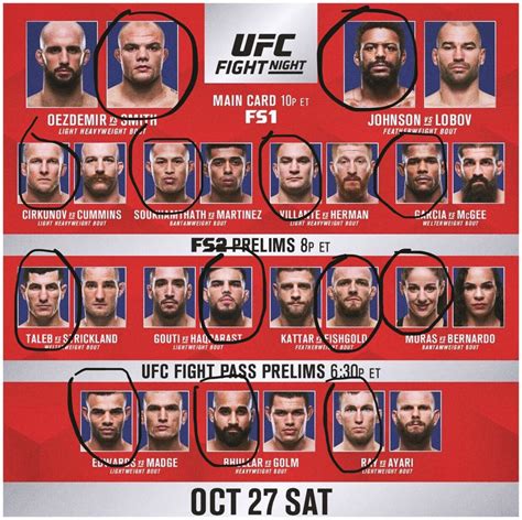 Ufc Fight Card Template