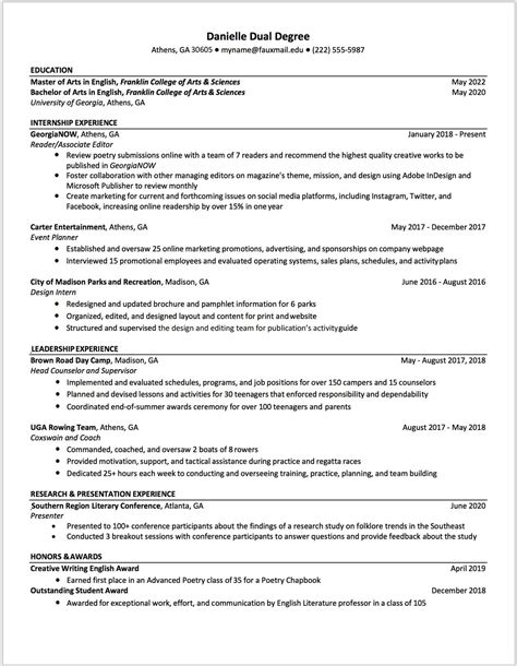 Uga Resume Templates